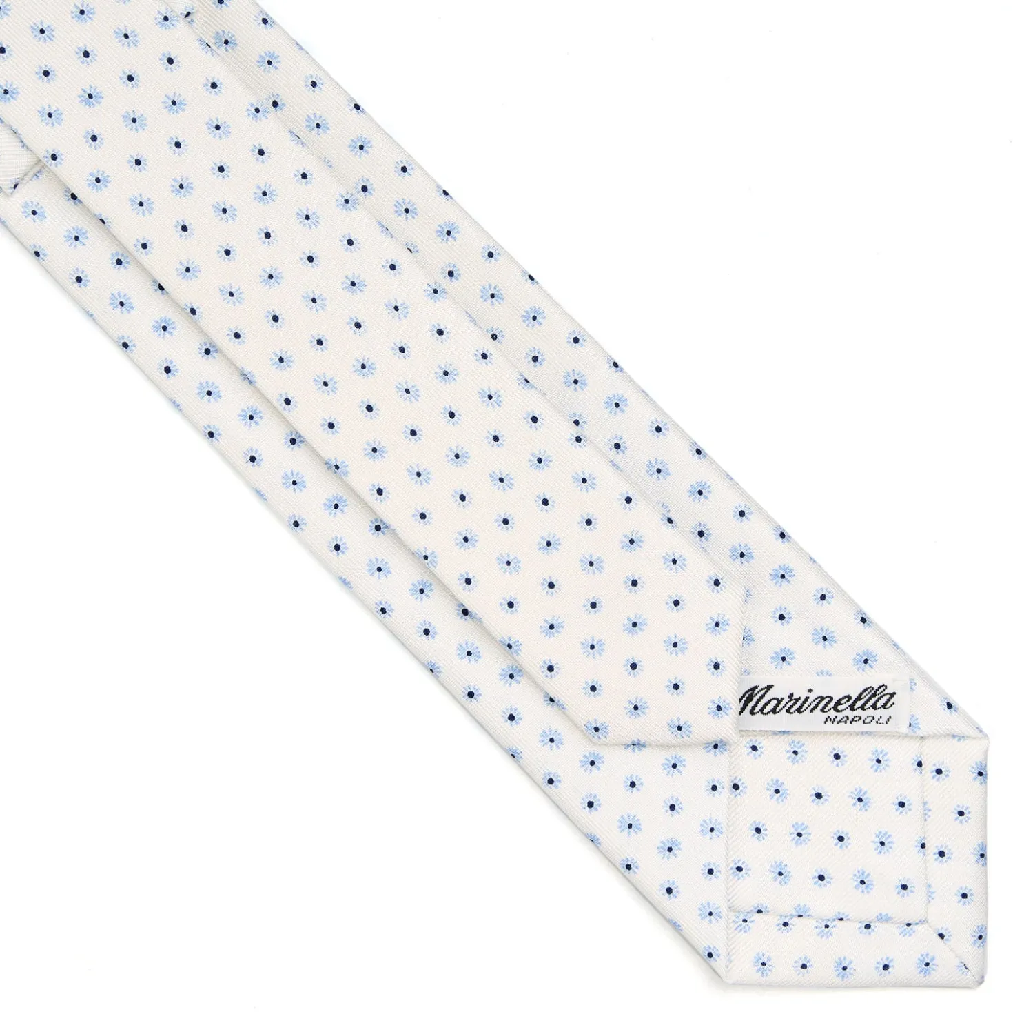 CRAVATTA SARTORIALE 7 CM IN SETA BIANCA Microfantasia fiore