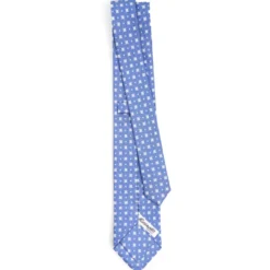 CRAVATTA SARTORIALE 7 CM IN SETA AZZURRO POLVERE Microfantasia fiore