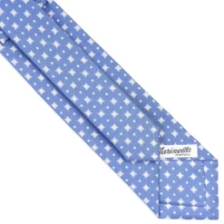 CRAVATTA SARTORIALE 7 CM IN SETA AZZURRO POLVERE Microfantasia fiore