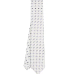 CRAVATTA SARTORIALE EXTRA LONG IN SETA BIANCA Microfantasia fiore