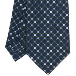CRAVATTA SARTORIALE EXTRA LONG IN SETA BLU SCURO Microfantasia fiore