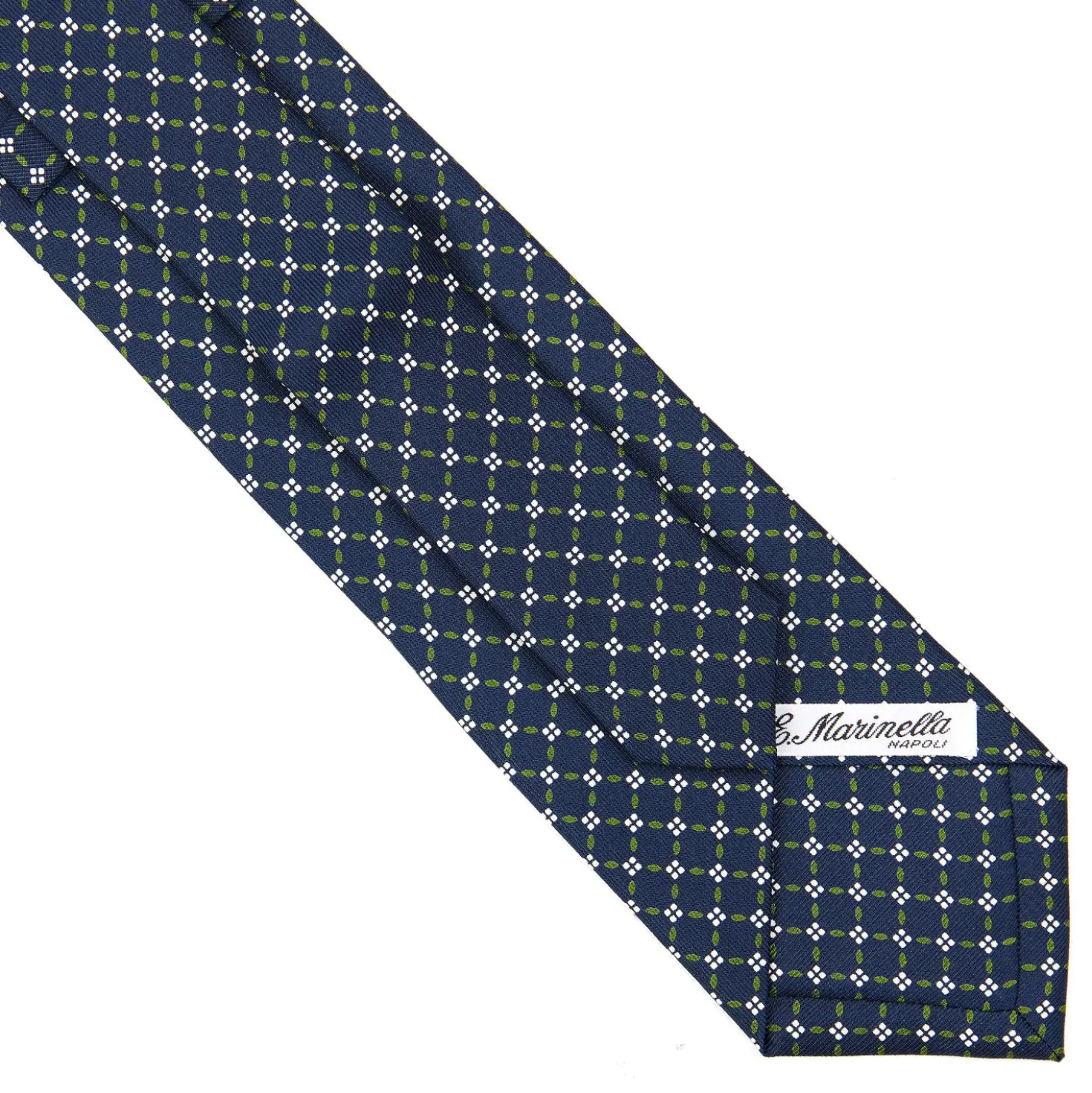 CRAVATTA SARTORIALE EXTRA LONG IN SETA BLU SCURO Microfantasia fiore