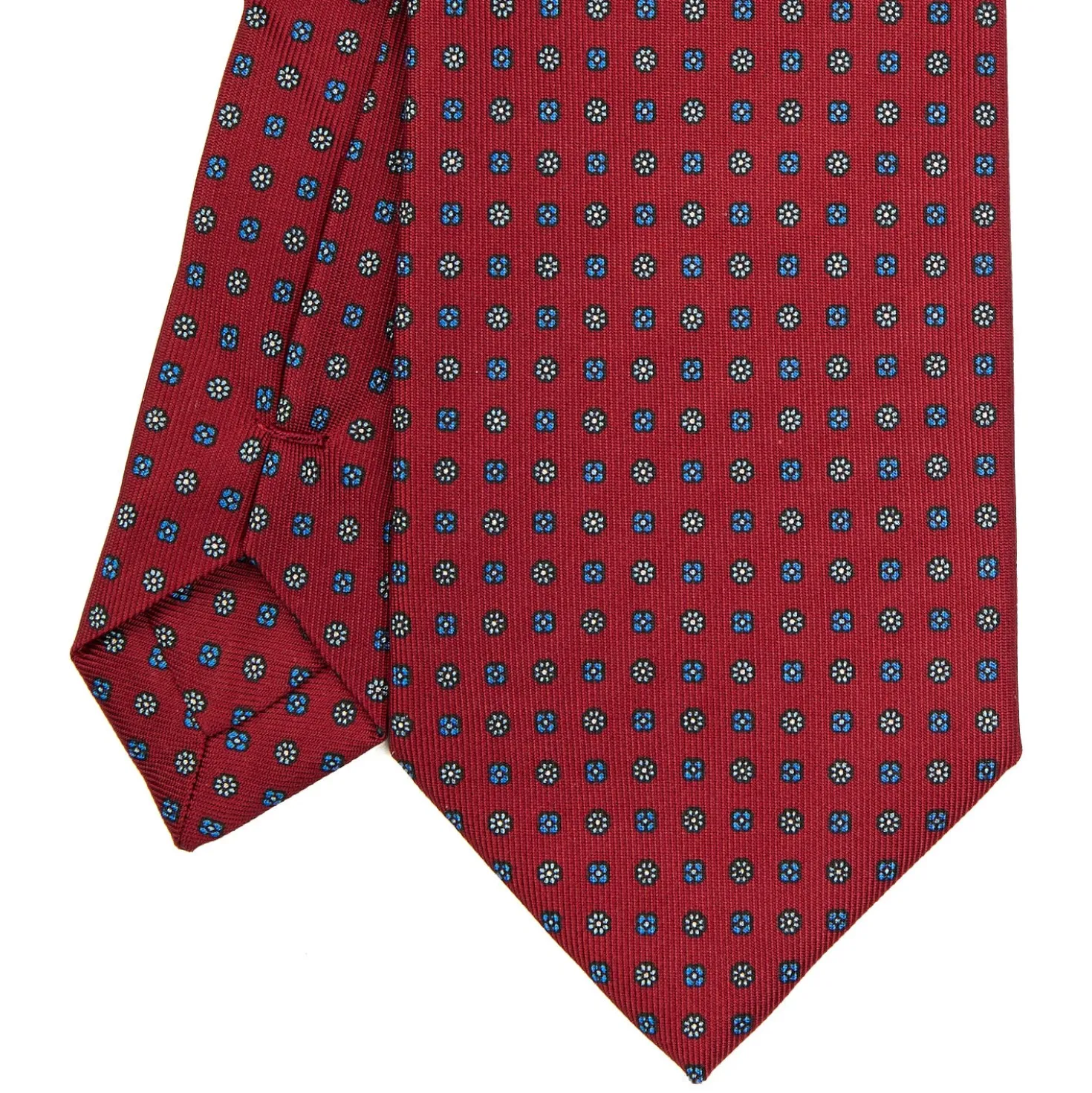 CRAVATTA SARTORIALE EXTRA LONG IN SETA BORDEAUX Microfantasia fiore