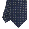 CRAVATTA SARTORIALE EXTRA LONG IN SETA BLU SCURO Microfantasia fiore