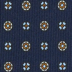 CRAVATTA SARTORIALE EXTRA LONG IN SETA BLU SCURO Microfantasia fiore
