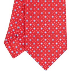 CRAVATTA SARTORIALE EXTRA LONG IN SETA ROSSA Microfantasia fiore