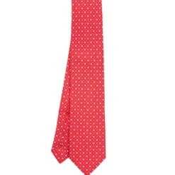 CRAVATTA SARTORIALE EXTRA LONG IN SETA ROSSA Microfantasia fiore