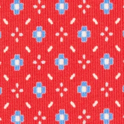 CRAVATTA SARTORIALE EXTRA LONG IN SETA ROSSA Microfantasia fiore