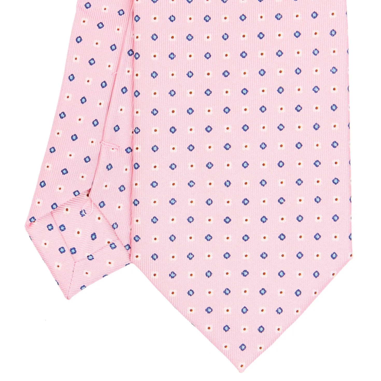 CRAVATTA SARTORIALE EXTRA LONG IN SETA ROSA Microfantasia fiore