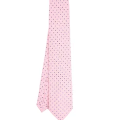 CRAVATTA SARTORIALE EXTRA LONG IN SETA ROSA Microfantasia fiore