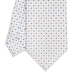 CRAVATTA SARTORIALE EXTRA LONG IN SETA BIANCA Microfantasia fiore
