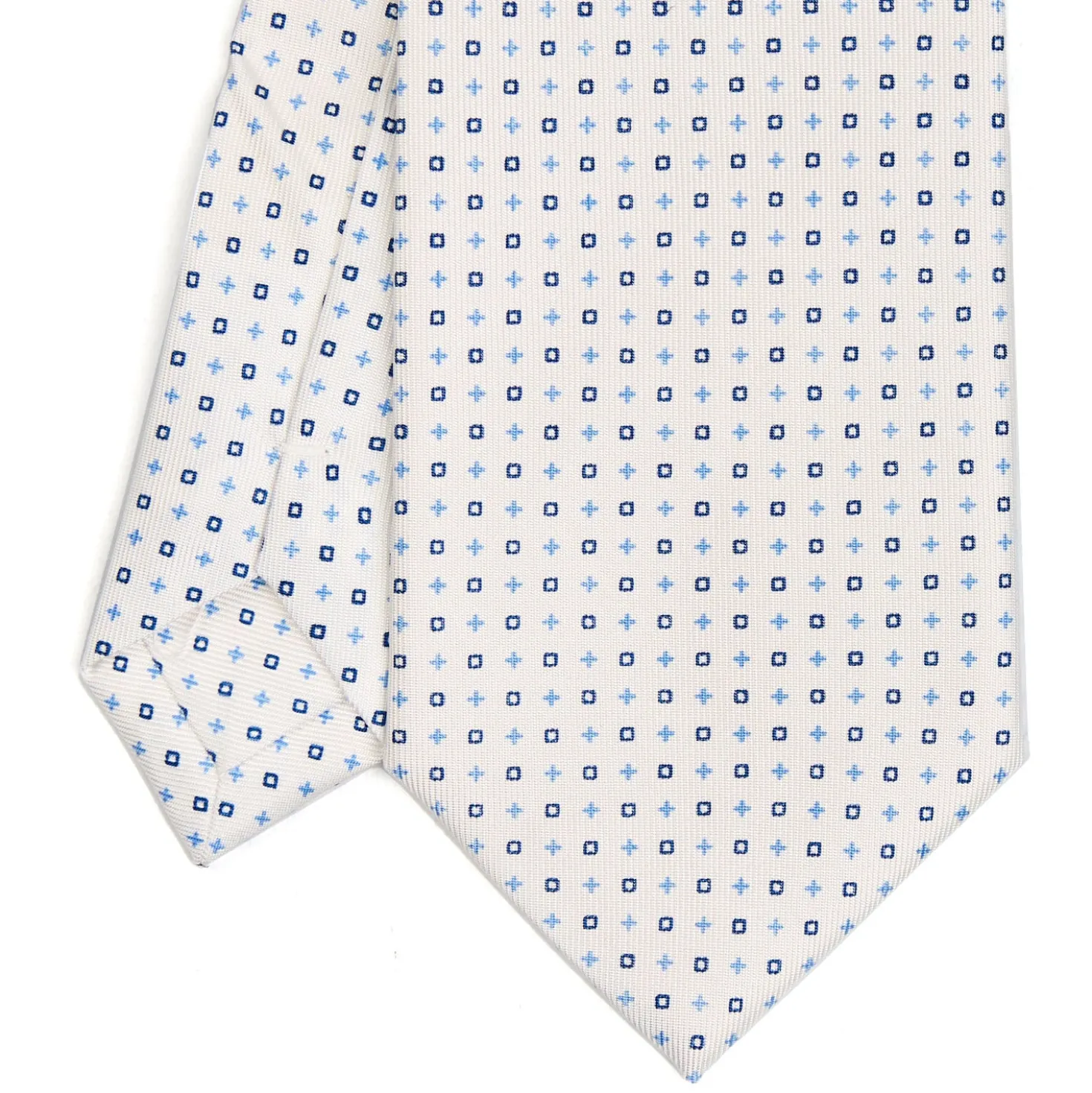 CRAVATTA SARTORIALE EXTRA LONG IN SETA BIANCA Microfantasia fiore