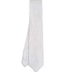 CRAVATTA SARTORIALE EXTRA LONG IN SETA BIANCA Microfantasia fiore