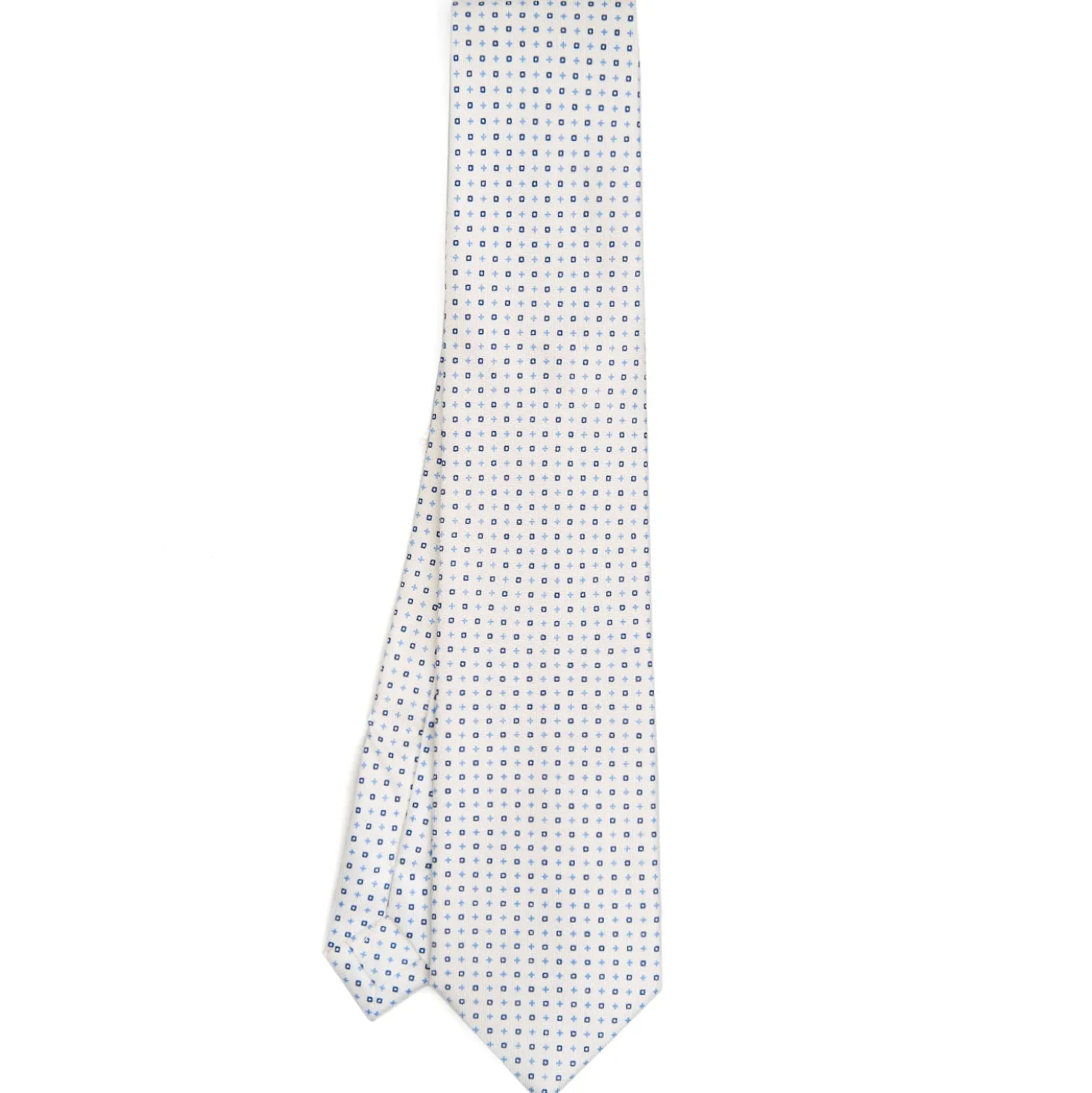 CRAVATTA SARTORIALE EXTRA LONG IN SETA BIANCA Microfantasia fiore