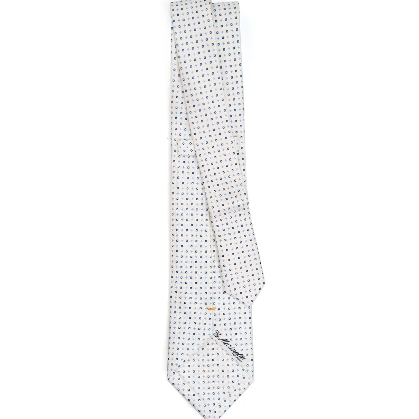 CRAVATTA SARTORIALE EXTRA LONG IN SETA BIANCA Microfantasia fiore