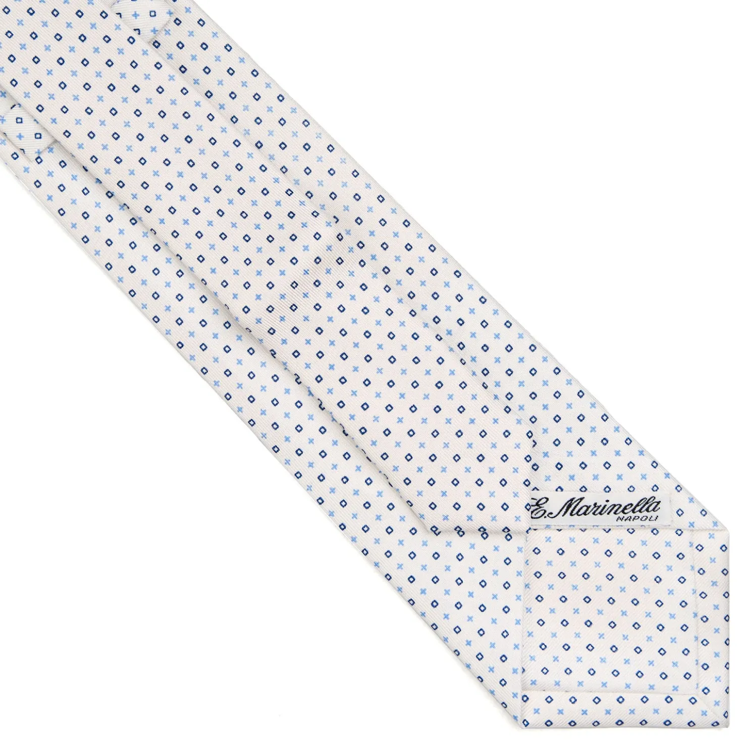 CRAVATTA SARTORIALE EXTRA LONG IN SETA BIANCA Microfantasia fiore