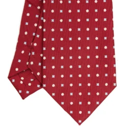 CRAVATTA SARTORIALE EXTRA LONG IN SETA BORDEAUX Microfantasia fiore