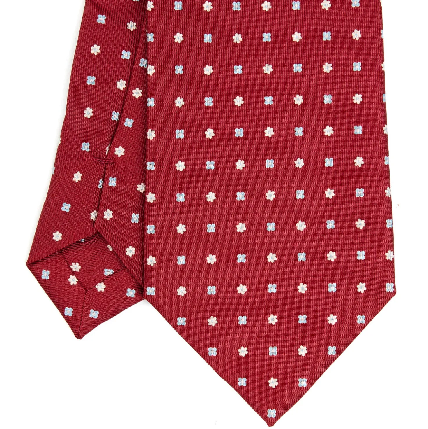 CRAVATTA SARTORIALE EXTRA LONG IN SETA BORDEAUX Microfantasia fiore