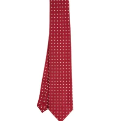 CRAVATTA SARTORIALE EXTRA LONG IN SETA BORDEAUX Microfantasia fiore