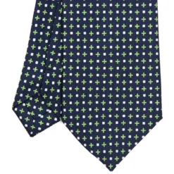 CRAVATTA SARTORIALE EXTRA LONG IN SETA BLU SCURO Microfantasia fiore