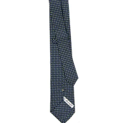 CRAVATTA SARTORIALE EXTRA LONG IN SETA BLU SCURO Microfantasia fiore