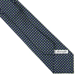 CRAVATTA SARTORIALE EXTRA LONG IN SETA BLU SCURO Microfantasia fiore