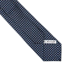 CRAVATTA SARTORIALE EXTRA LONG IN SETA BLU SCURO Microfantasia fiore