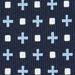 CRAVATTA SARTORIALE EXTRA LONG IN SETA BLU SCURO Microfantasia fiore