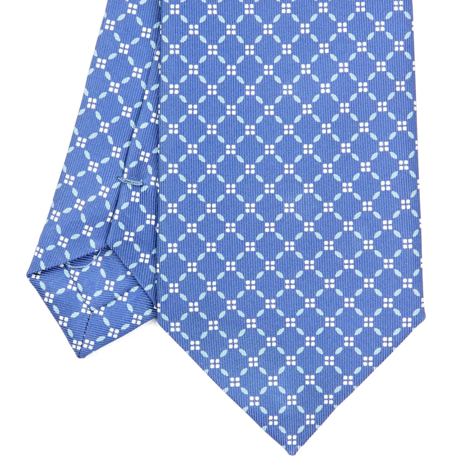 CRAVATTA SARTORIALE EXTRA LONG IN SETA AZZURRO POLVERE Microfantasia fiore