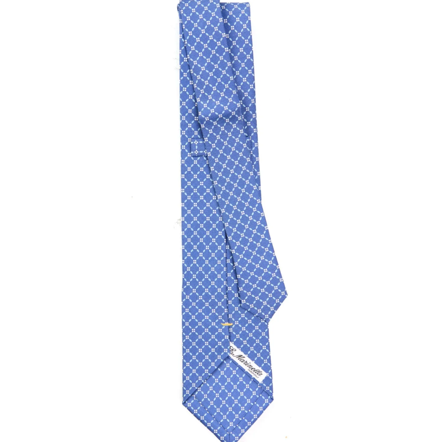 CRAVATTA SARTORIALE EXTRA LONG IN SETA AZZURRO POLVERE Microfantasia fiore