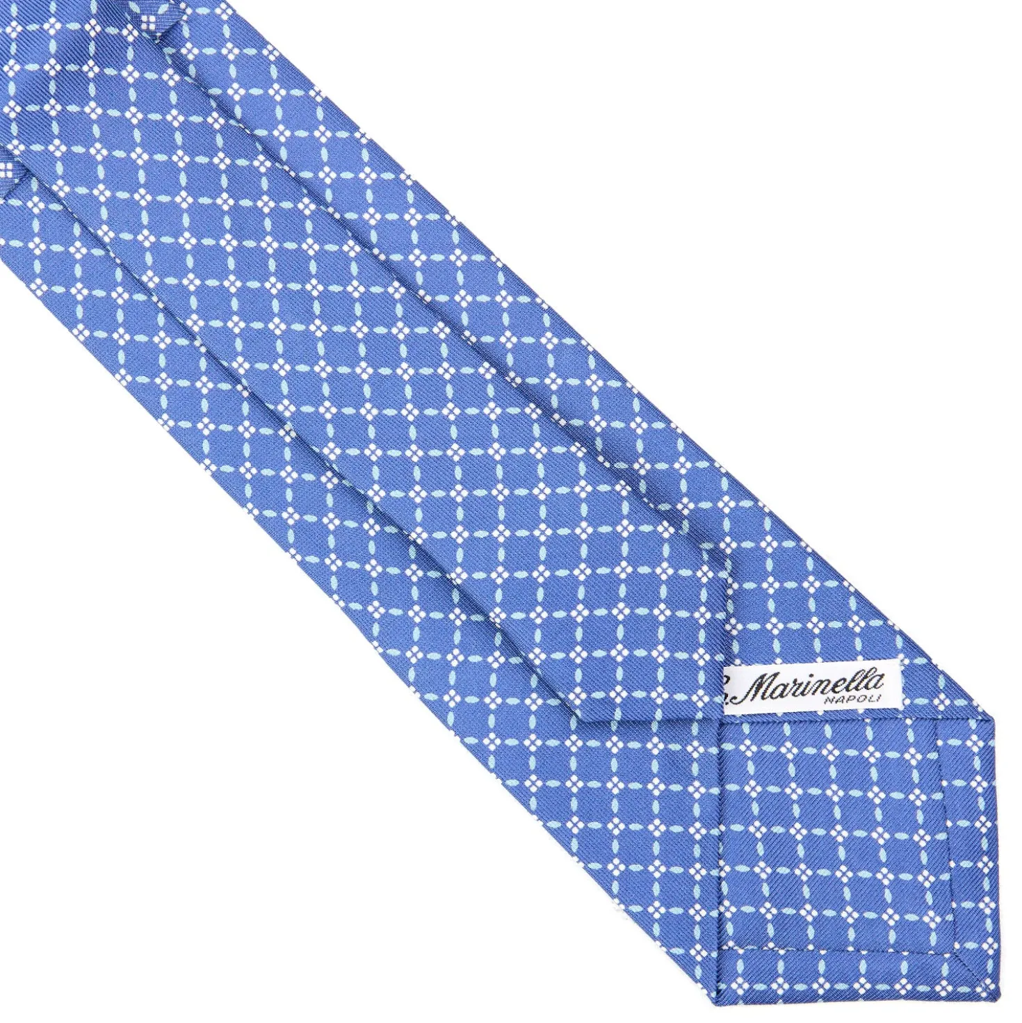 CRAVATTA SARTORIALE EXTRA LONG IN SETA AZZURRO POLVERE Microfantasia fiore