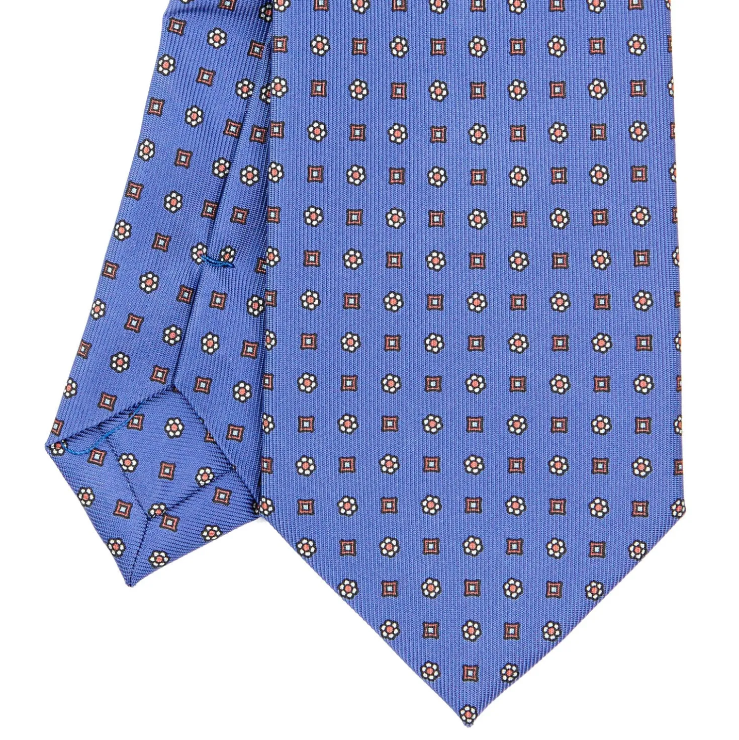 CRAVATTA SARTORIALE EXTRA LONG IN SETA AZZURRO POLVERE Microfantasia fiore
