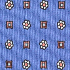 CRAVATTA SARTORIALE EXTRA LONG IN SETA AZZURRO POLVERE Microfantasia fiore