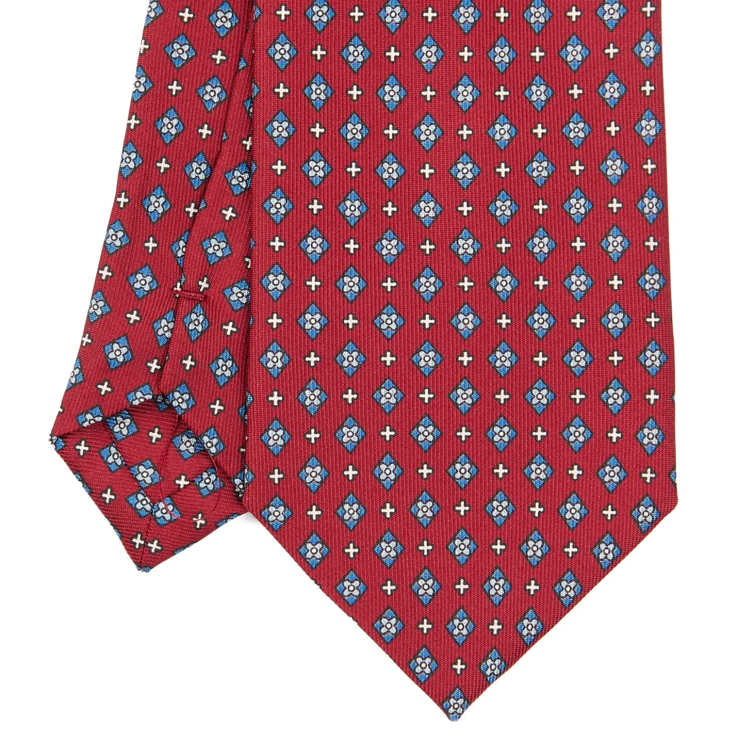 CRAVATTA SARTORIALE EXTRA LONG IN SETA BORDEAUX Microfantasia fiore
