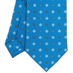 CRAVATTA SARTORIALE EXTRA LONG IN SETA BLU MEDIO Microfantasia fiore