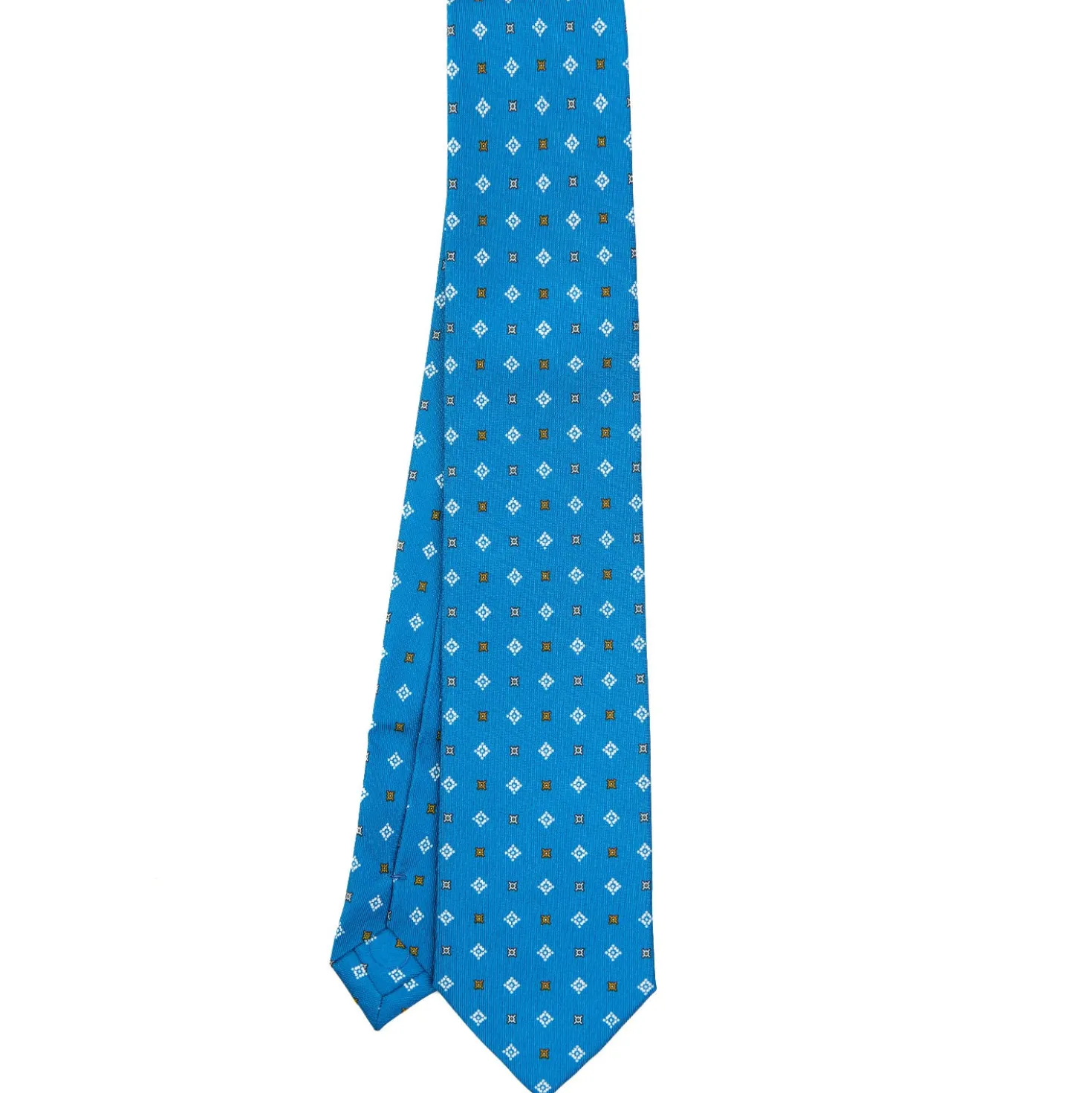 CRAVATTA SARTORIALE EXTRA LONG IN SETA BLU MEDIO Microfantasia fiore