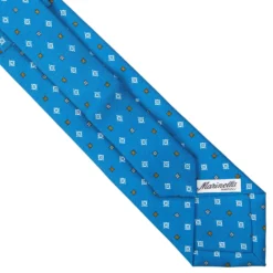 CRAVATTA SARTORIALE EXTRA LONG IN SETA BLU MEDIO Microfantasia fiore