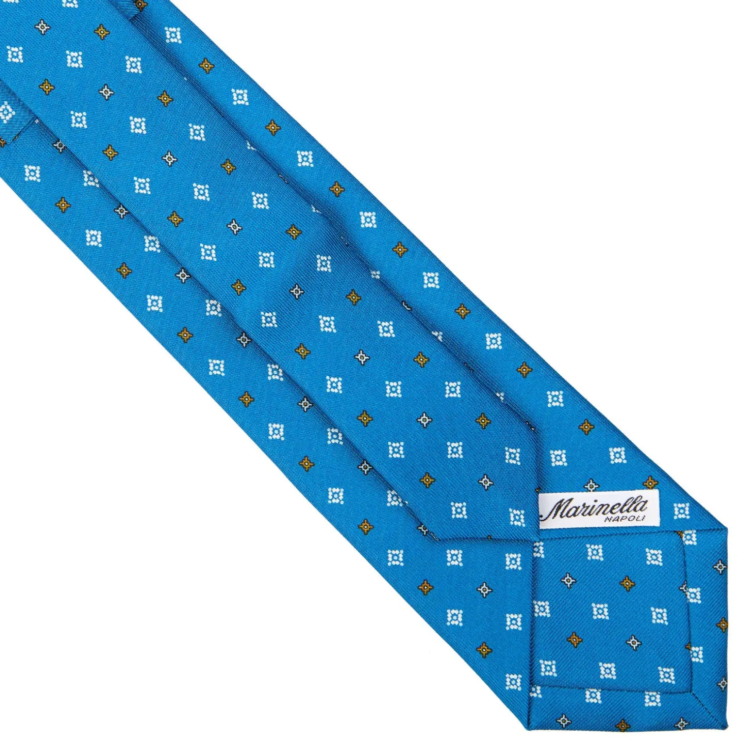 CRAVATTA SARTORIALE EXTRA LONG IN SETA BLU MEDIO Microfantasia fiore