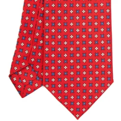 CRAVATTA SARTORIALE EXTRA LONG IN SETA ROSSA Microfantasia fiore