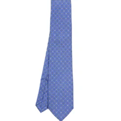 CRAVATTA SARTORIALE EXTRA LONG IN SETA AZZURRO POLVERE Microfantasia fiore