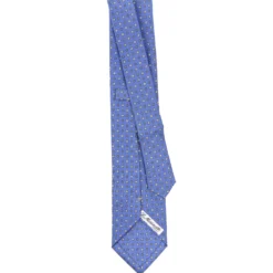 CRAVATTA SARTORIALE EXTRA LONG IN SETA AZZURRO POLVERE Microfantasia fiore