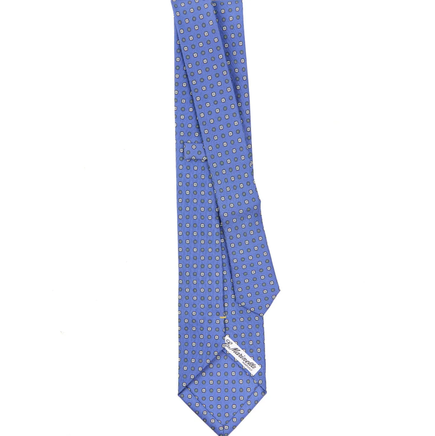 CRAVATTA SARTORIALE EXTRA LONG IN SETA AZZURRO POLVERE Microfantasia fiore