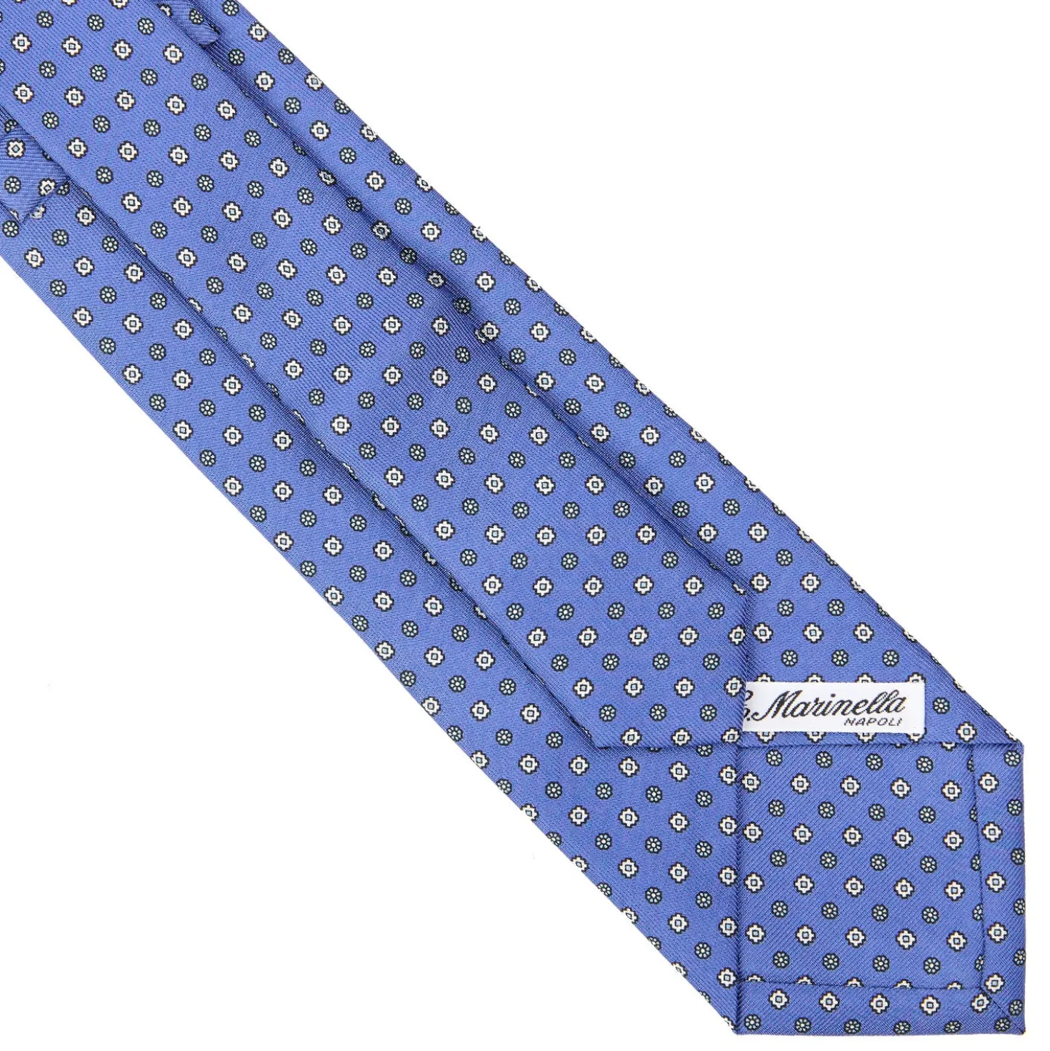 CRAVATTA SARTORIALE EXTRA LONG IN SETA AZZURRO POLVERE Microfantasia fiore