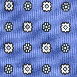 CRAVATTA SARTORIALE EXTRA LONG IN SETA AZZURRO POLVERE Microfantasia fiore