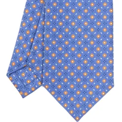 CRAVATTA SARTORIALE EXTRA LONG IN SETA AZZURRO POLVERE Microfantasia fiore