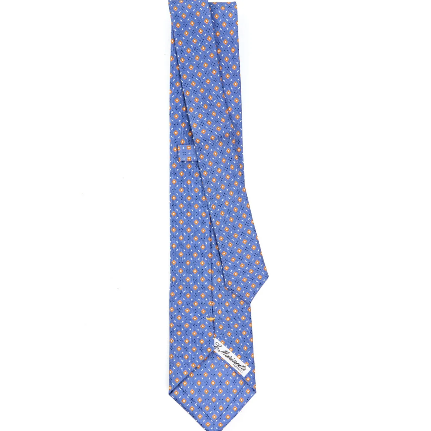 CRAVATTA SARTORIALE EXTRA LONG IN SETA AZZURRO POLVERE Microfantasia fiore