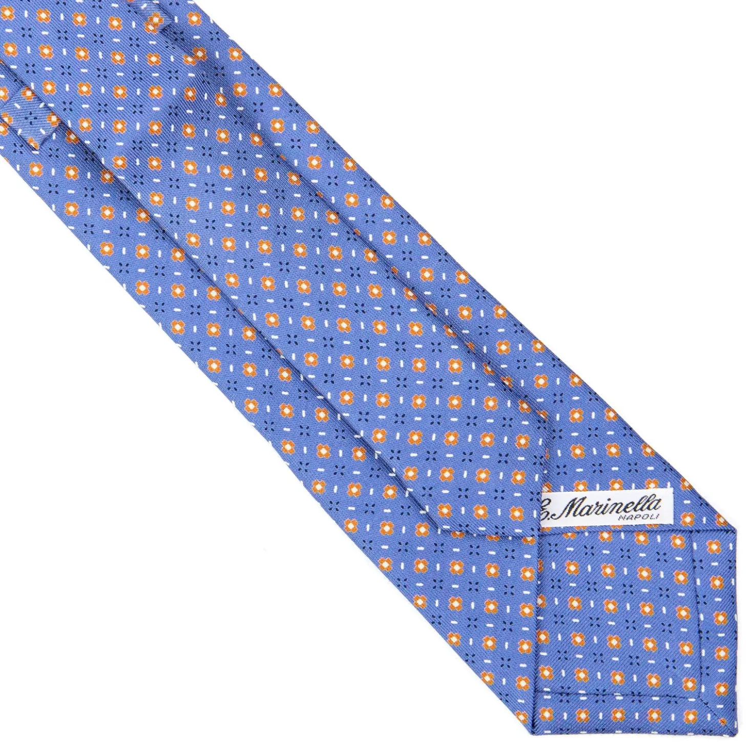 CRAVATTA SARTORIALE EXTRA LONG IN SETA AZZURRO POLVERE Microfantasia fiore