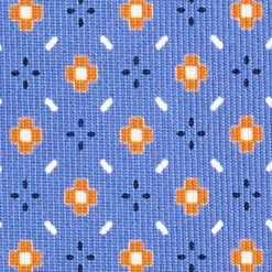 CRAVATTA SARTORIALE EXTRA LONG IN SETA AZZURRO POLVERE Microfantasia fiore