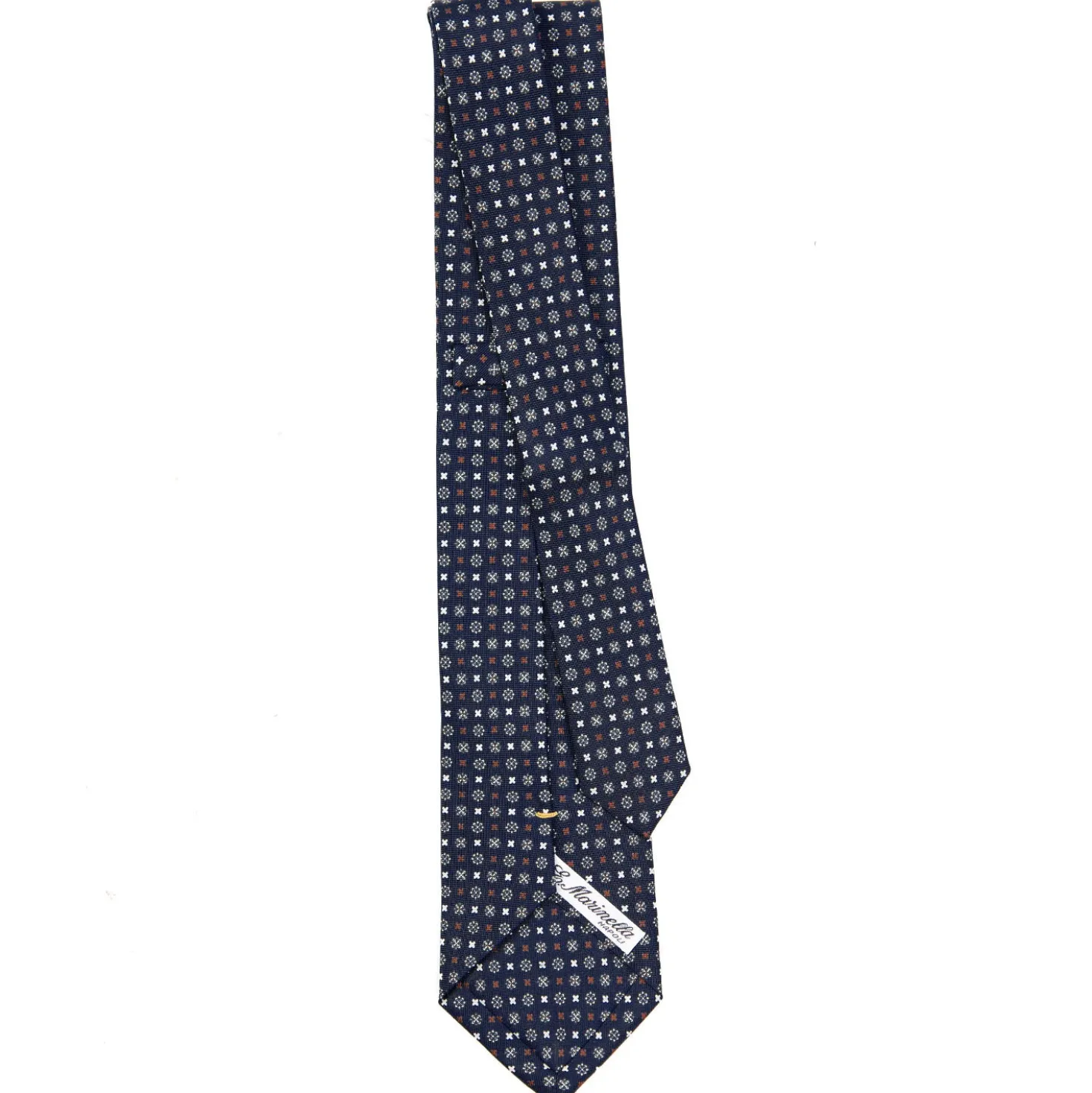 CRAVATTA SARTORIALE EXTRA LONG IN SETA BLU SCURO Microfantasia fiore