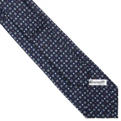CRAVATTA SARTORIALE EXTRA LONG IN SETA BLU SCURO Microfantasia fiore